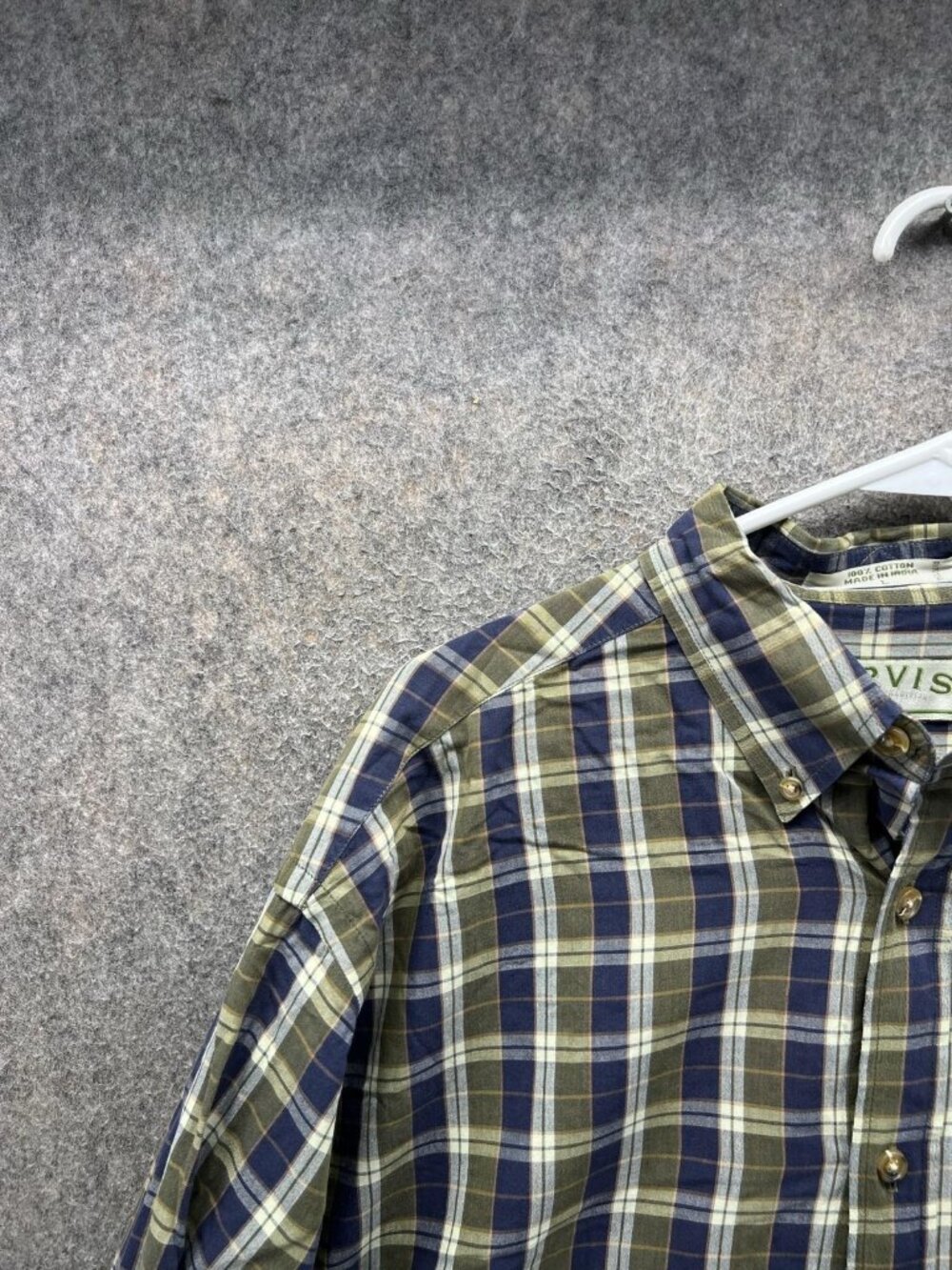 Orvis Shirt Men Large Blue Green Plaid Casual Button Down Cotton Preppy Outdoors - Picture 5 of 10